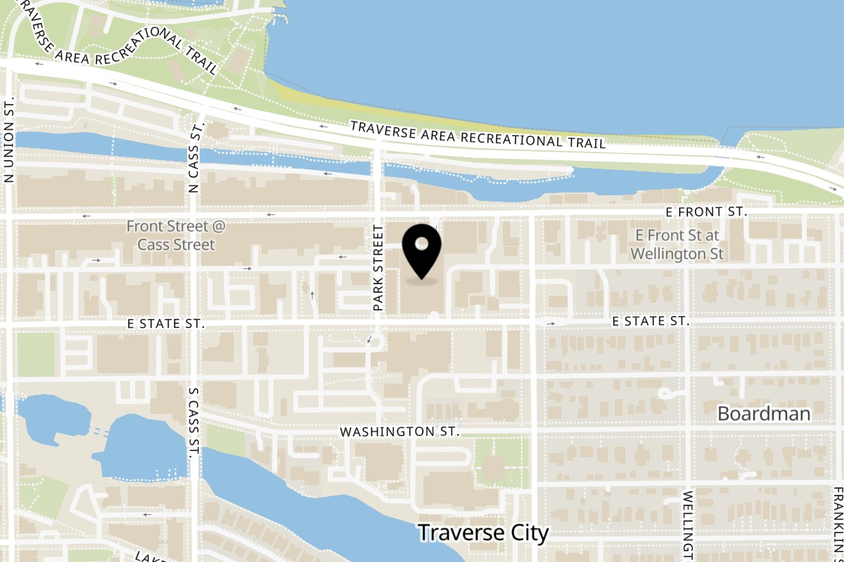 Map showing the location of India Garden on 303 E State St in Traverse City